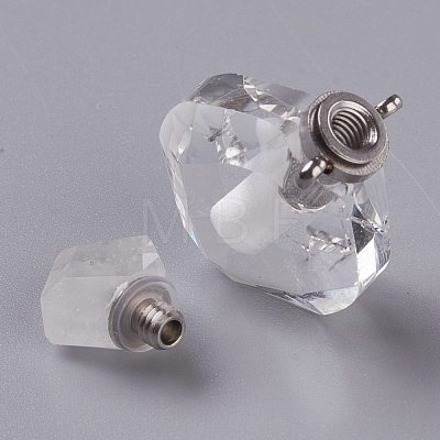 Rhombus Natural Quartz Crystal Perfume Bottle Pendants G-H241-01C-P-1