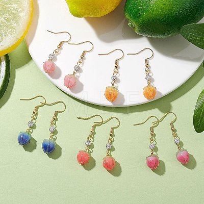 Epoxy Resin Flower Dangle Earrings EJEW-JE06129-1