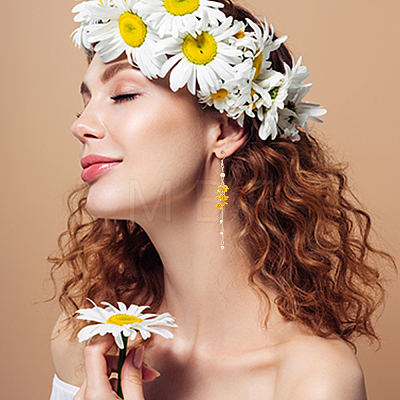 3 Pairs 3 Colors Alloy Flower Tassel Dangle Earrings for Women EJEW-AN0002-80-1