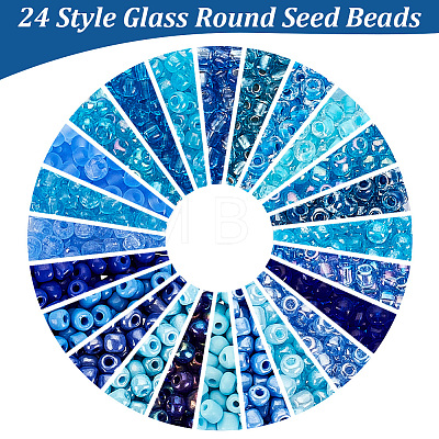   360g 24 Style Glass Round Seed Beads SEED-PH0002-19-1