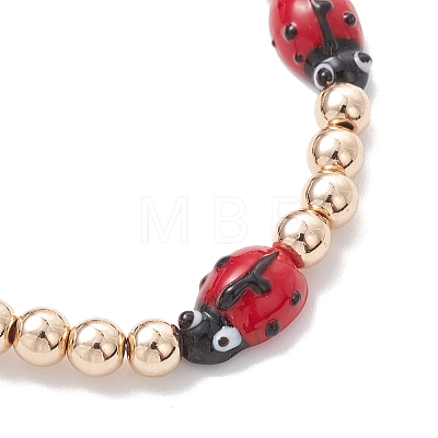 3Pcs Lampwork & Non-magnetic Synthetic Hematite Beaded Stretch Bracelets for Women BJEW-JB12943-1