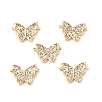 Brass Micro Pave Clear Cubic Zirconia Connector Charms KK-E068-VF248-1