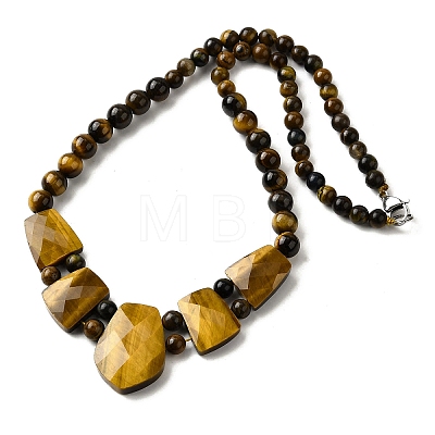 Natural Tiger Eye Faceted Bib Graduated Beaded Necklaces for Women NJEW-B128-01H-1