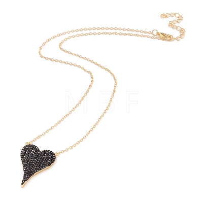 Brass Micro Pave Cubic Zirconia Heart Pendant Necklaces NJEW-Z003-01B-1