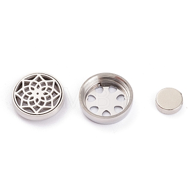 304 Stainless Steel Magnetic Diffuser Locket Aromatherapy Essential Oil Buckle AJEW-M027-13P-1