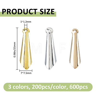 600Pcs 3 Colors Iron Pendants FIND-FH0018-01-1