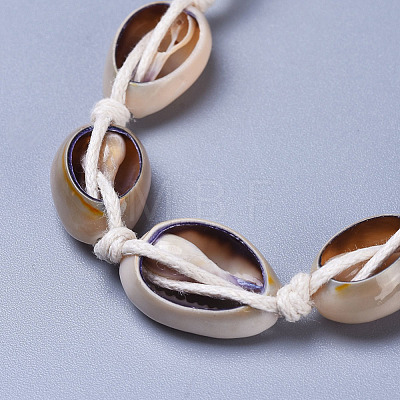 Adjustable Cowrie Shell Braided Bead Bracelets BJEW-JB04271-1