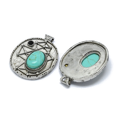 Synthetic Turquoise Oval Pendants G-Q165-03AS-09-1