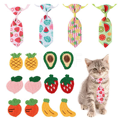 Fruit Theme Polyester Pet Ties & Crochet Appliques Sets AJEW-CA0003-85-1
