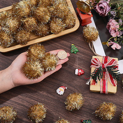 32Pcs Faux Fur Soft Sequins Pompom Ball DIY-SC0033-96A-1