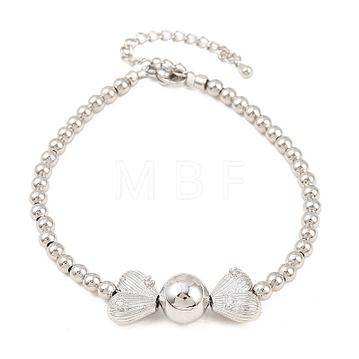 Brass Micro Pave Clear Cubic Zirconia Round Beaded Bracelets BJEW-F528-05P-1