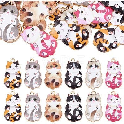 30Pcs 6 Colors Alloy Enamel Pendants FIND-CA0006-57-1