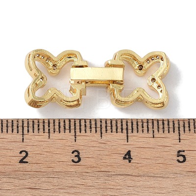 Rack Plating Brass Micro Pave Clear Cubic Zirconia Fold Over Clasps KK-NH0002-03E-G-1