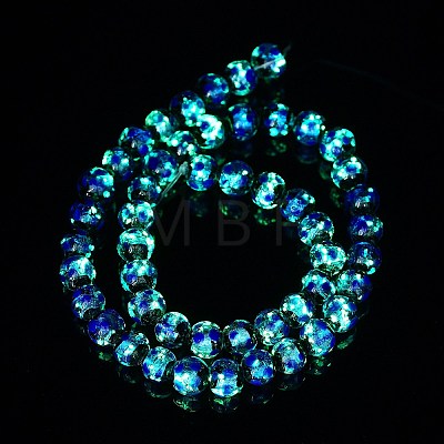 Glow in the Dark Luminous Style Handmade Silver Foil Glass Round Beads FOIL-I006-12mm-02-1