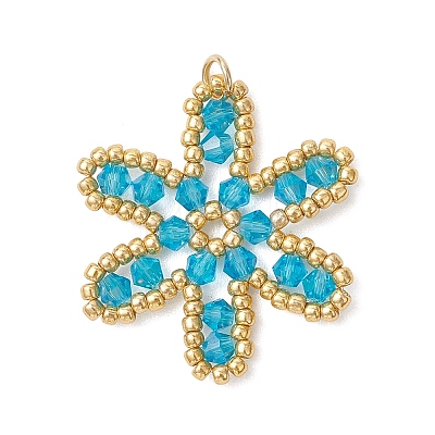Glass Seed Beaded Pendants PALLOY-MZ01270-01-1
