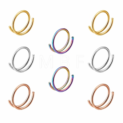 8Pcs 4 Colors Double Nose Ring for Single Piercing AJEW-SZ0002-20-1