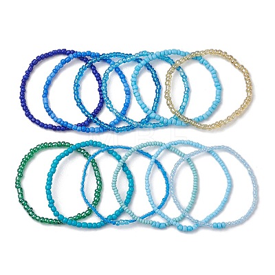 12Pcs 12 Styles Glass Stretch Bracelets BJEW-JB11032-02-1