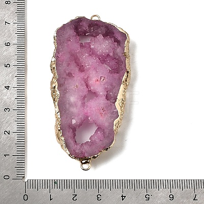 Dyed Natural Druzy Agate Slice Nuggets Links Connector Charms G-P614-04G-03-1