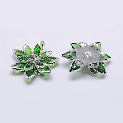 Acrylic Rhinestone Flower Flat Back Cabochons GACR-R016-15-1