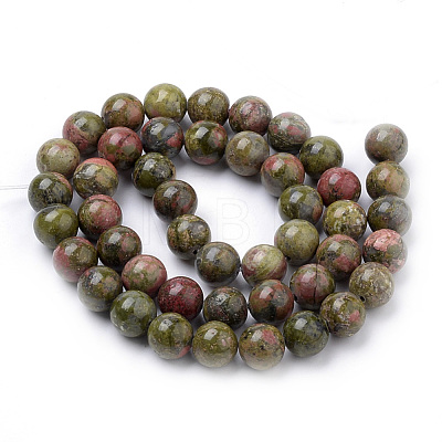 Natural Unakite Beads Strands X-G-S259-14-10mm-1
