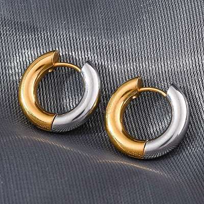 Two Tone 304 Stainless Steel Hinged Hoop Earrings for Women EJEW-A073-01A-1