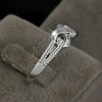 Brass & Clear Cubic Zirconia Finger Rings for Women FS-WGA713C-05-1