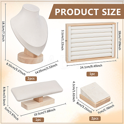 6Pcs 4 Styles VelvetJewelry Display Stand Sets NDIS-DR0001-03-1