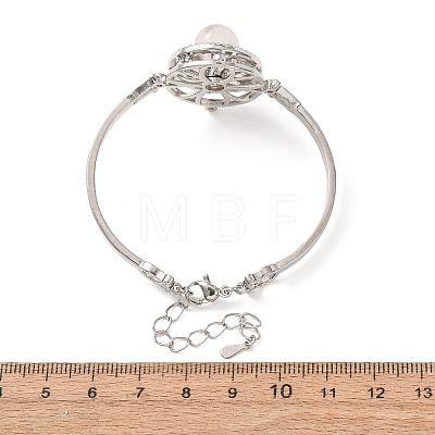 Rotating Sun Natural Rose Quartz Link Bracelets GG-CBA0251-11P-01-1
