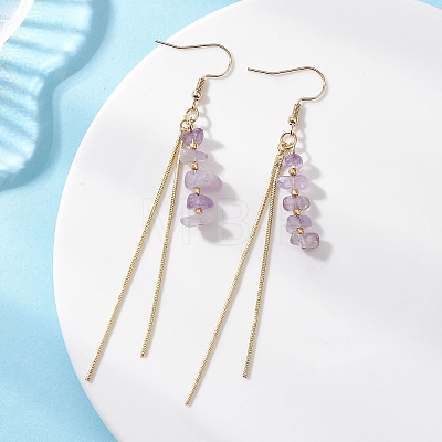 Natural Amethyst Dangle Earrings EJEW-JE06712-02-1