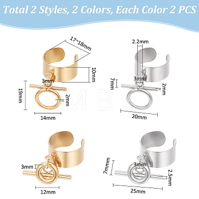 8Pcs 4 Styles 304 Stainless Steel Open Cuff Finger Rings RJEW-UN00006-1