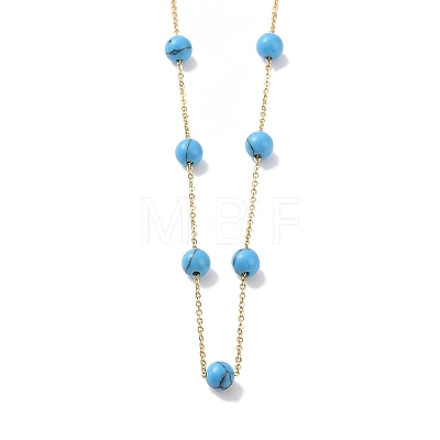 Synthetic Turquoise Beads Necklace BJEW-B078-02G-1