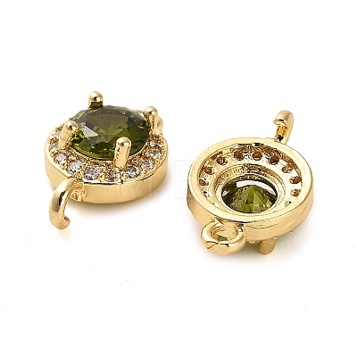 Brass Pave Cubic Zirconia Connector Charms KK-D093-09G-05-1