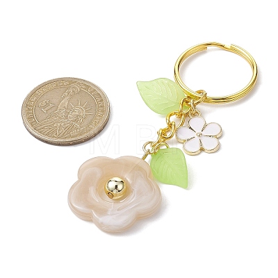 Flower Acrylic Imitation Gemstone Pendant Keychain KEYC-JKC00692-03-1