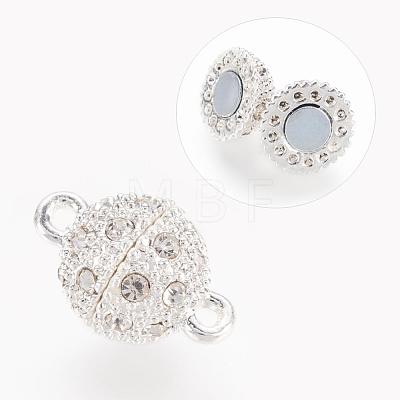 Alloy Rhinestone Magnetic Clasps with Loops RB-H116-2-S-1
