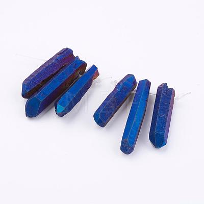 Electroplated Natural Quartz Crystal Graduated Beads Strands G-P315-A06-1