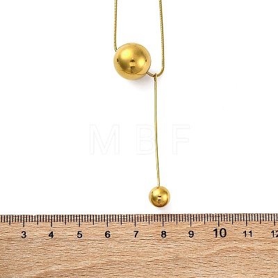 304 Stainless Steel Round Ball Pendant Snake Chain Necklaces NJEW-U028-03G-1