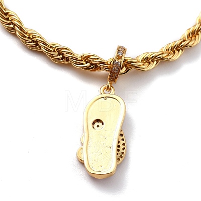 Brass Enamel Charm Bracelets BJEW-L652-18-G-1