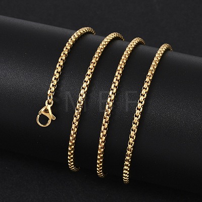 304 Stainless Steel Box Chain Necklaces X-NJEW-P244-01G-1