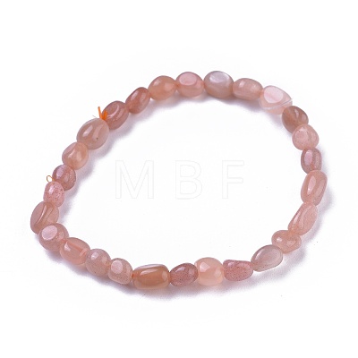 Natural Sunstone Bead Stretch Bracelets BJEW-K213-35-1