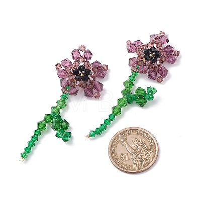 Imitation Austrian Crystal Flower of Life Dangle Stud Earrings EJEW-TA00029-03-1