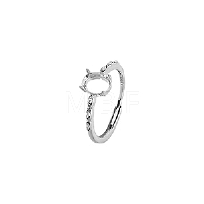 1Pc Rhodium Plated 925 Sterling Silver Adjustable Solitaire Ring Settings FIND-BC0013-97-1