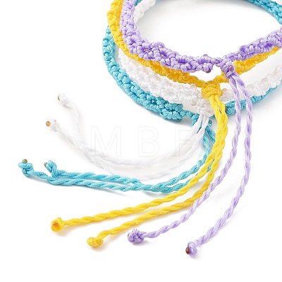 4Pcs 4 Colors Peach Blossom Braided Cord Bracelets Set BJEW-JB07608-1