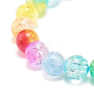 Rainbow Acrylic Round Beaded Stretch Bracelet for Women BJEW-JB07555-1