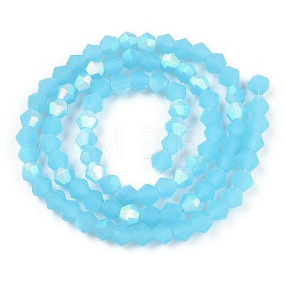 Imitation Jade Bicone Frosted Glass Bead Strands EGLA-A039-J4mm-MB03-1