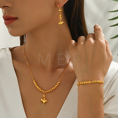 Heart Brass Bracelets & Earrings & Necklaces Sets for Women VB4825-1