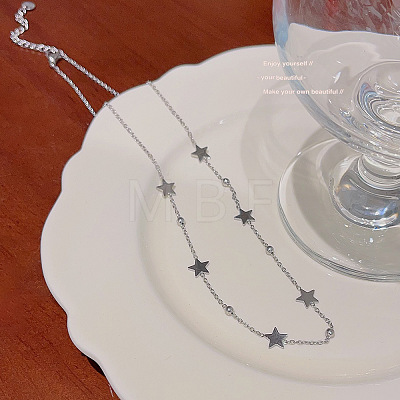 Star Stainless Steel Link Chain Necklaces for Women FS-WGDC653-02-1