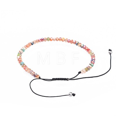 Adjustable Electroplate Glass Braided Bead Bracelets X-BJEW-JB04588-04-1