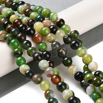 Natural Striped Agate/Banded Agate Beads Strands G-Z060-A01-A04-1