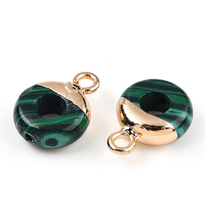 Synthetic Malachite Flat Round/Donut Charms G-I347-03-1