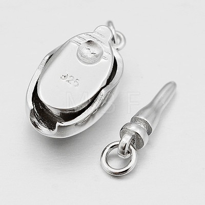 Oval with Heart Rhodium Plated 925 Sterling Silver Cubic Zirconia Box Clasps STER-O015-01-1